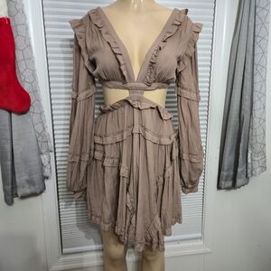 Chic Long Sleeve Ruffle Dress